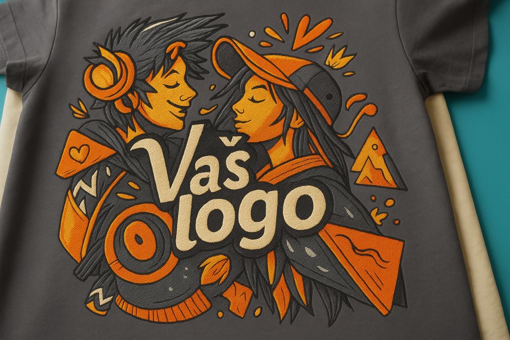 Majica sa ilustrativnim urbanim dizajnom i tekstom Vaš logo u centru